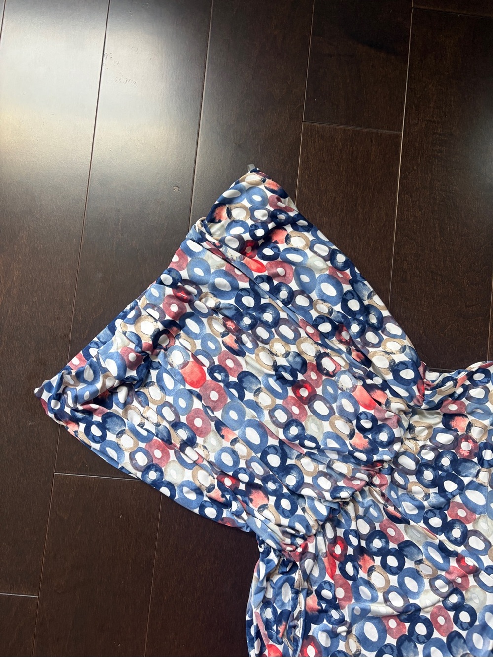 Ariella Blue White and Red Printed Strapless Jumpsuit
